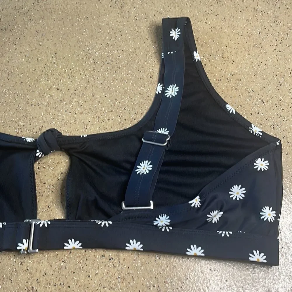 Old Navy tie front daisy print swim bralette bikini top sz XXL